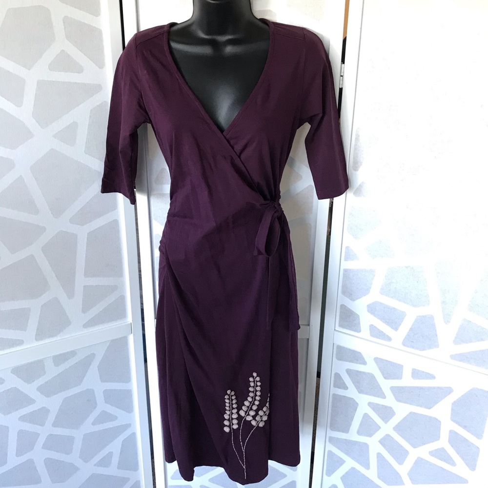 NWOT Wrap Dress with Embroidery Appliqué